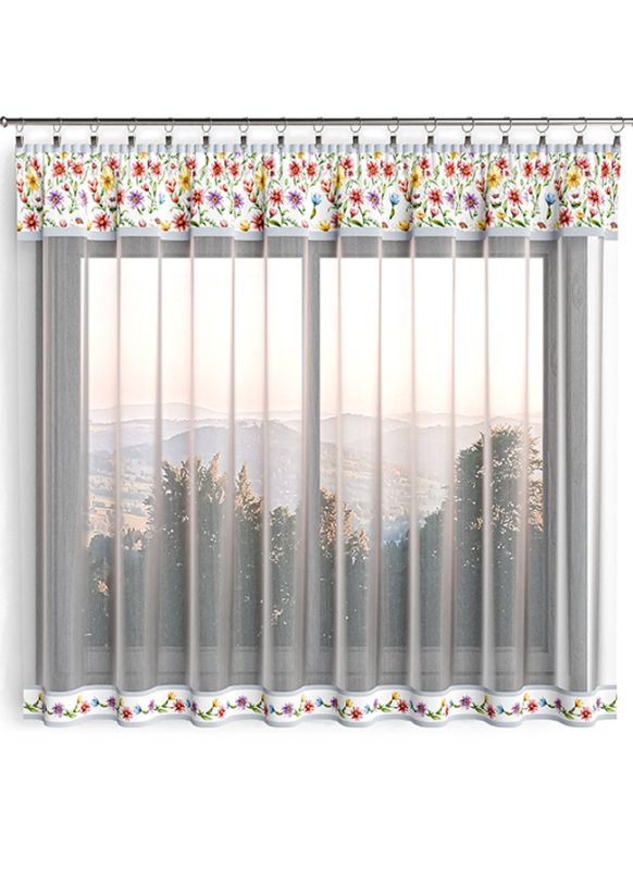 Hotová záclona 300x160cm - Květiny barevné