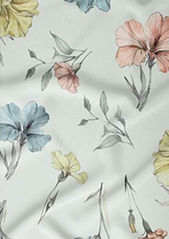 Flanelové povlečení 140x200 + 70x90 - Barevné květy na mátovém detail