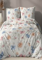 Flanelové povlečení 140x220 + 70x90 - Barevné květy na ecru Flanelové povlečení 140x220 + 70x90 - Barevné květy na ecru