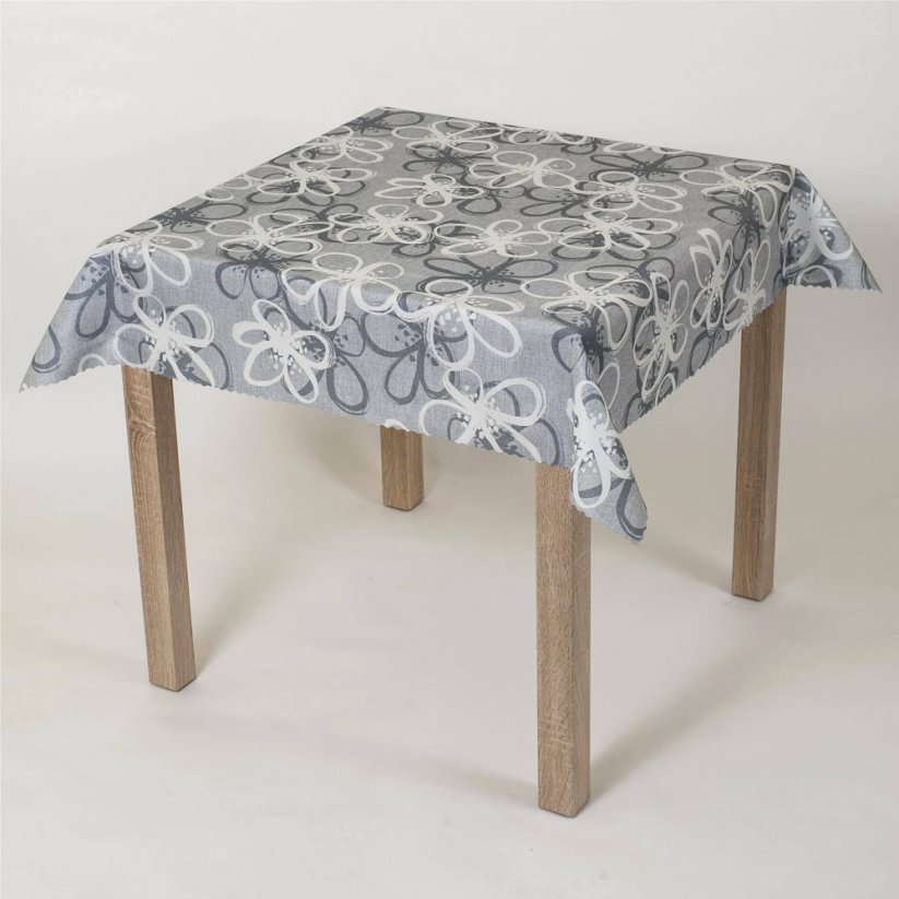 Teflonový ubrus - Velké květy na šedém