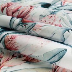 Ubrus na stůl 85x85cm - Velké lososové květy na bílém detail