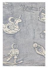 Deka mikroplyšová svítící ve tmě 150x200cm - kosmonaut bílý na šedé