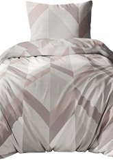 Bavlněné saténové povlečení 140x200+70x90 - Geometrie béžová 5078B na zip