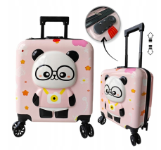 Dětský cestovní kufr na kolečkách - Panda růžová