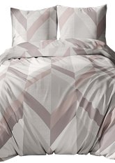 Bavlněné saténové povlečení 140x200+70x90 - Geometrie béžová 5078B