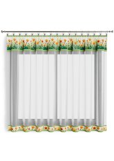 Hotová záclona 300x160cm - Květy louka na bílém podkladu