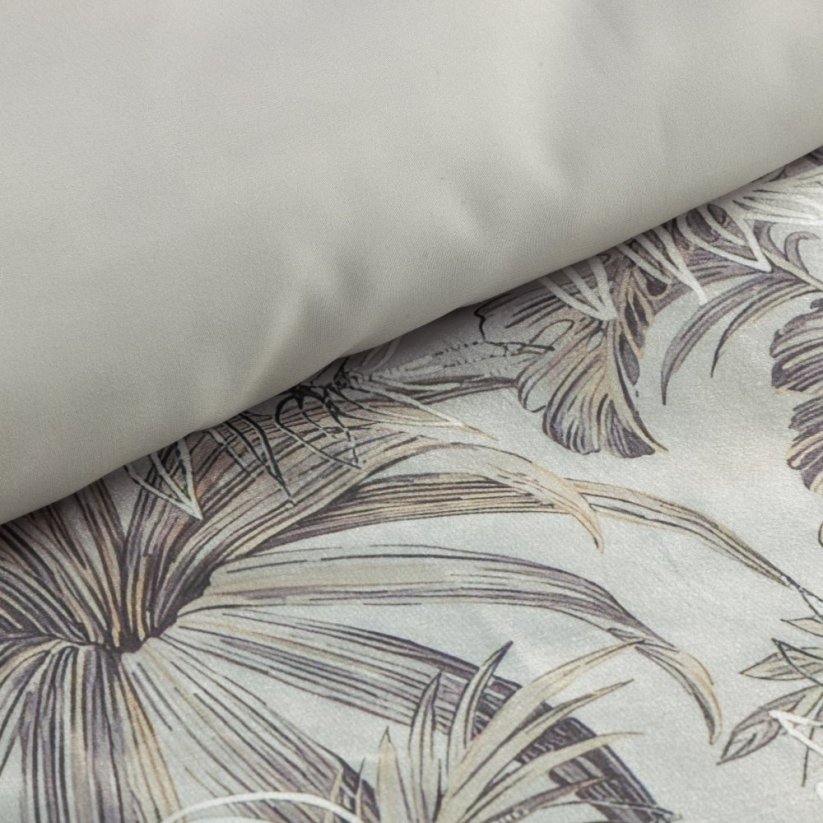 Povlečení velvet 220x200 + 70x80/x2 - květy béžovo/šedé na zip