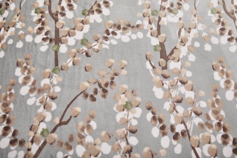 Povlečení mikrovlákno 140x200 + 70x90 - Hnědé větvičky na šedém detail