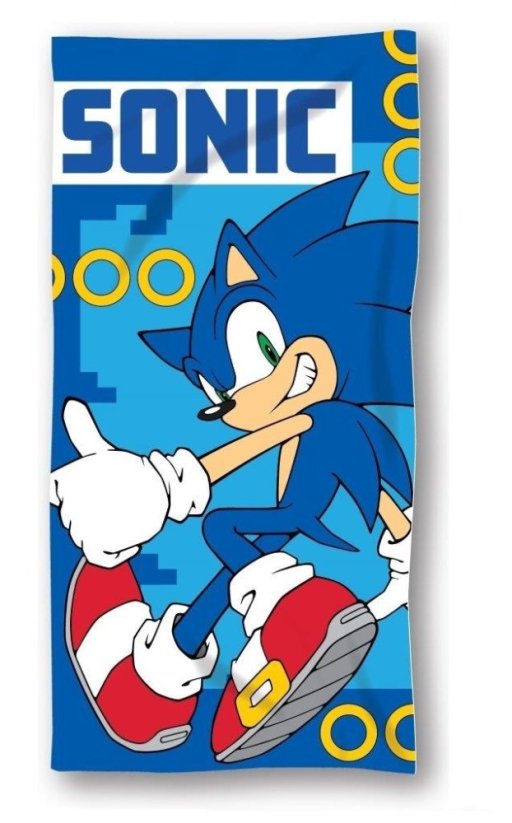 Dětská froté osuška 70x140cm - Disney Ježek Sonic modrý