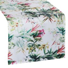 Ubrus na stůl 40x140cm - Garden listy zelené na bílém