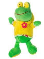 Dětský plyšák zelená žabka v žluté mikince 18cm