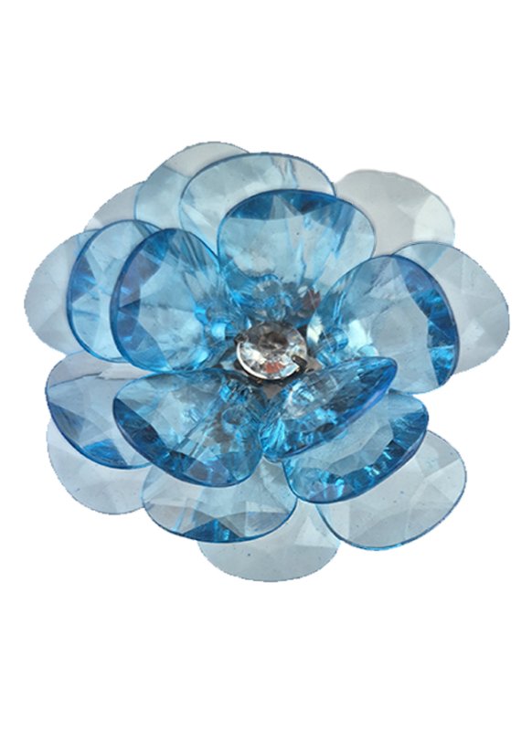 Ozdobná spona na závěsy a záclony květinka modrá z plastu
