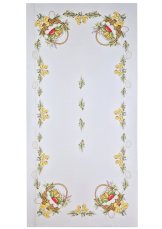 Velikonoční ubrus, štola na stůl s motivem kuřátek a košíčku s vajíčkami. 120x60cm. Velikonoční ubrus, štola na stůl s motivem kuřátek a košíčku s vajíčkami. 120x60cm.