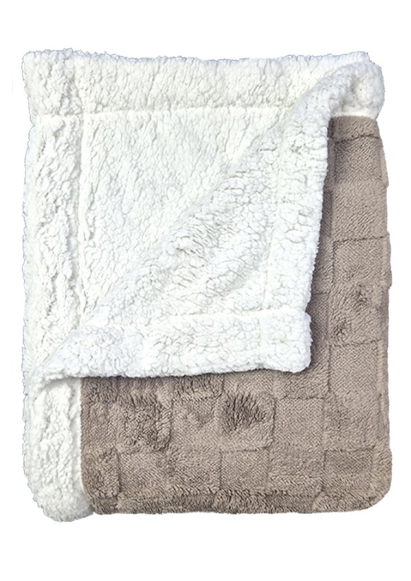 Mikroplyšová deka ovečka/beránek 160x200cm - Kostička hnědá