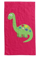 Dětský ručník 30x50cm - Dinosaurus malina