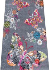 Dětský kusový koberec s motivem motýla v barvě šedé pro kluka i holku