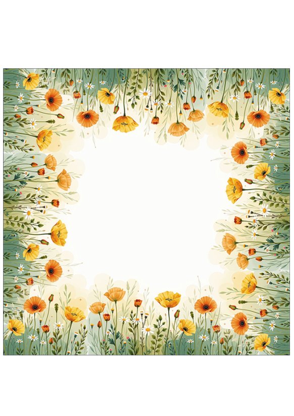 Ubrus čtverec 75x75cm louka máky