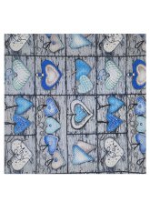 Dekorační krepový povlak na polštářek 40x40 - Srdce modré na šedé