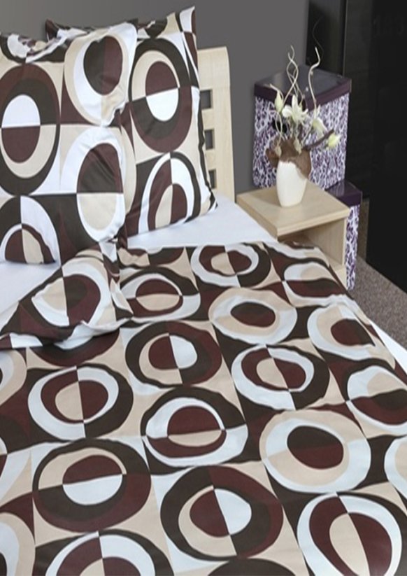 Povlečení satén zapínání na zip ze 100% bavlny 140x200+70x90cm Aura hnědá 183