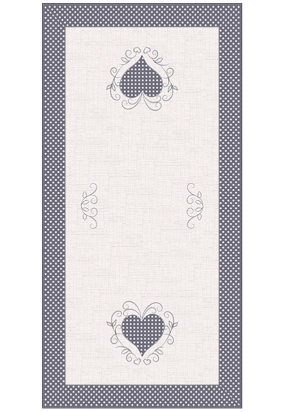 Ubrus na konferenční stůl 50x100 srdce hnědé na béžovém