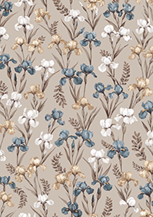 Bavlněné povlečení Lux 140x200+70x90cm - Kosatce na béžové detail