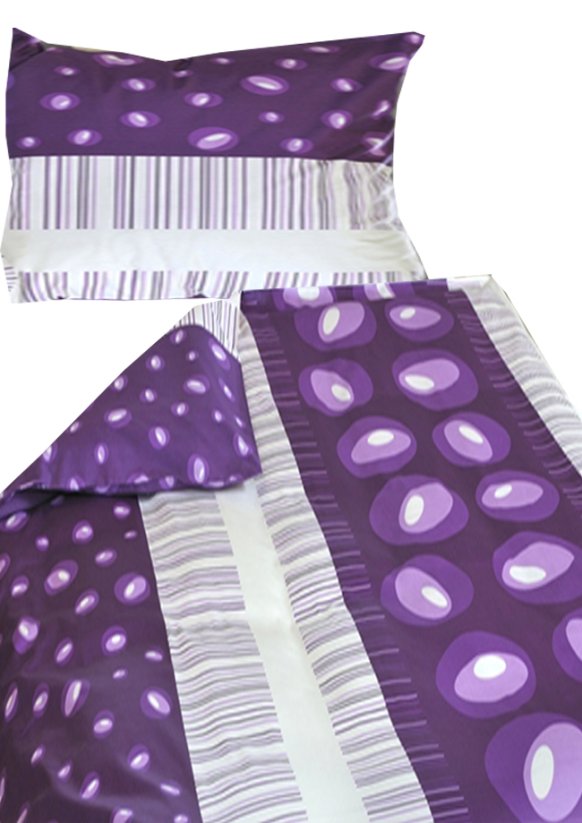 Povlečení satén fialové 140x220+70x90cm na zip lilly paví oko 