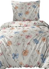 Flanelové povlečení 140x220 + 70x90 - Barevné květy na ecru na zip Flanelové povlečení 140x220 + 70x90 - Barevné květy na ecru na zip