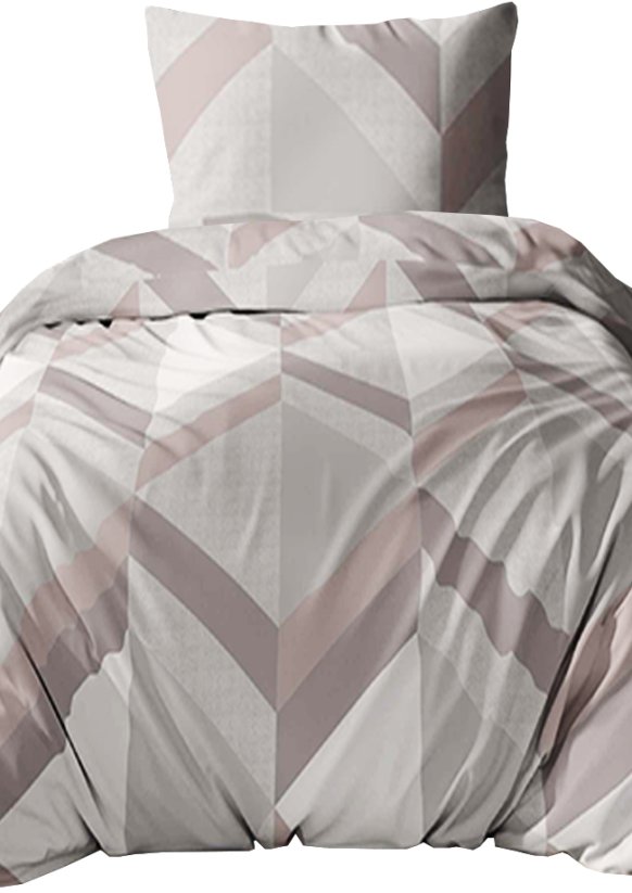 Bavlněné saténové povlečení 140x200+70x90 - Geometrie béžová 5078B na zip