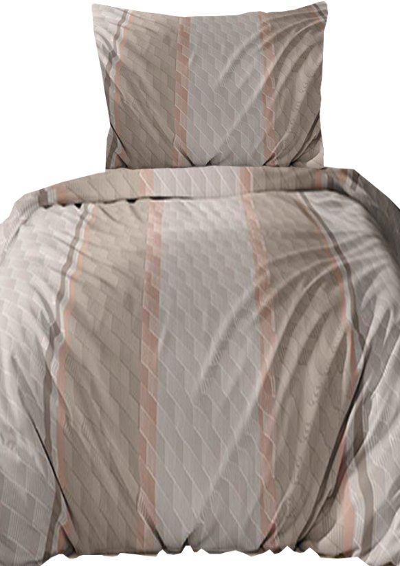 Flanelové povlečení 140x200 +70x90 - Geometrie béžová na zip