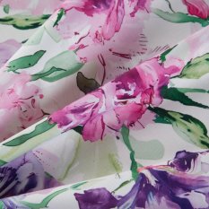 Ubrus na stůl 85x85cm - Květy růžové a fialové na bílém detail
