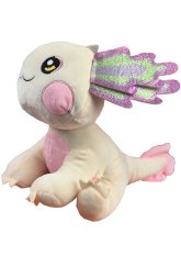 Krásný plyšový Axolotl v krémové barvě, příjemná hračka pro děti.