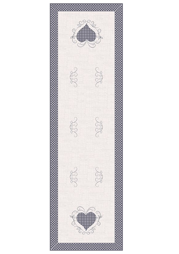 Ubrus běhoun 40x140cm srdce hnědé na béžovém