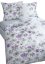 Flanelové povlečení 140x200+70x90cm na zip květiny fialové s šedými listy na bílém 1