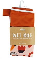 Plážová taška na zip 30x40cm - Květy a duha oranžová nepromokavá