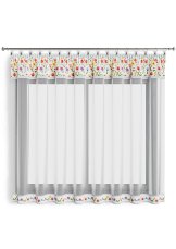 Hotová záclona 300x160cm - Květiny barevné na bílém podkladu