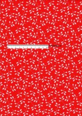 Bavlněná látka s potiskem bílých lístečků na červeném podkladu v šíři 160 cm