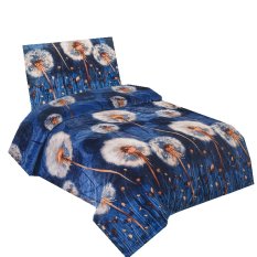 Mikroplyšové povlečení 140x200 + 70x90cm - Pampeliška modrá na bílém pozadí