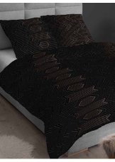 Bavlněné saténové povlečení 140x200 +70x90 - Proužky černozlaté