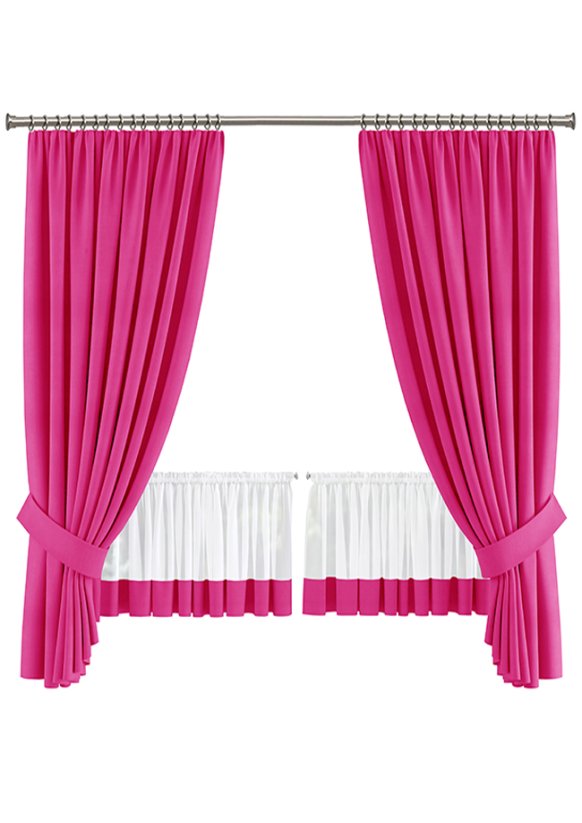 Sada hotových závěsů a záclon na okno Bella malinová