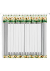 Hotová záclona 300x160cm - Květy louka na bílém podkladu