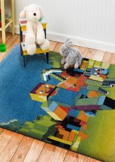 Dětský kusový koberec minecraft barvy modrozelené 4sleep detail