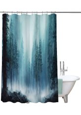 Sprchový závěs na kolečka les modrý Sprchový závěs na kolečka les modrý