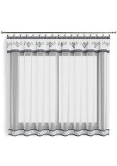 Hotová záclona 300x160cm - Srdce folk na bílém podkladu