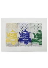 3 dílná sada kuchyňských bavlněných utěrek - Čajový servis puntík 3 dílná sada kuchyňských bavlněných utěrek - Čajový servis puntík