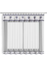 Hotová záclona 300x160cm - Srdce na béžovém bílé pozadí