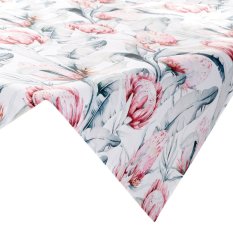 Ubrus na stůl 85x85cm - Velké lososové květy na bílém