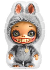 Dekorační polštář Labubi - šedý