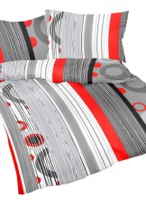 Bavlněné povlečení Lux 140x200+70x90cm - Kruhy červeno šedé