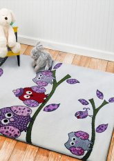 Dětský kusový koberec  Sovičky na krémovém podkladu