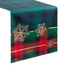 Vánoční ubrus na stůl 40x140cm - Vločky na zeleném káru Vánoční ubrus na stůl 40x140cm - Vločky na zeleném káru